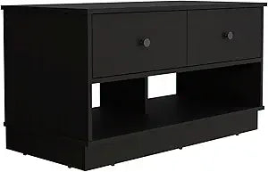 Tuhome Hamilton Storage Bench with Two Spacious Drawers, Dual Open Shelves for Shoe or Accessory Organization, Sturdy Top Surface and Versatile Entryway or Bedroom Design for Modern Home Storage