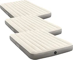 Intex Dura-Beam Standard Air Mattress, Queen, Fiber-Tech | 10in Height | 600lb Capacity | Pump Sold Separately | Pack of 3