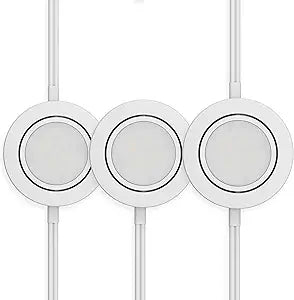 Getinlight LED Puck Lights 3-Pack, 2.75" Metal Housing, Wall-Dimmer Compatible, 2700K Warm White, White Finish, Plug-in or Hardwired, ETL Listed, IN-0107-3