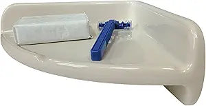 Beige Almond Bone Ceramic Tile Shower Corner Shelf Tray Soap Dish Shampoo Caddy Vintage Mid Century Modern Retro
