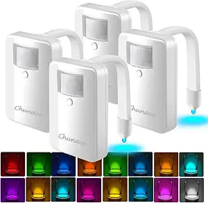 Chunace 4 Pack Toilet Lights Inside Toilet Bowl with Motion Sensor