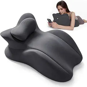 cjc Memory Foam Wedge Pillow Ergonomic 27 Support Cushion for Back,Waist and Neck,Bed Reading Pillow for Sleeping Prone Pillow with Removable Cover (Dark Gray)