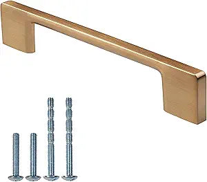 10 Pack Champagne Bronze Cabinet Pulls, 7-1/2 Inch(192mm) Hole Center Cabinet Hardware Kitchen Brushed Gold Brass Cabinet Handles for Bathroom Gold Drawer Pulls Dresser Pulls