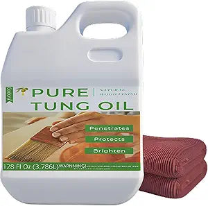 128 oz Pure Tung Oil for Wood Finishing, Wood Sealer for Indoor & Outdoor Favored by Craftsmen, Waterproof Tung Oil for Wood Products, Perfect Food Safety Tung Oil for Furniture & Countertops