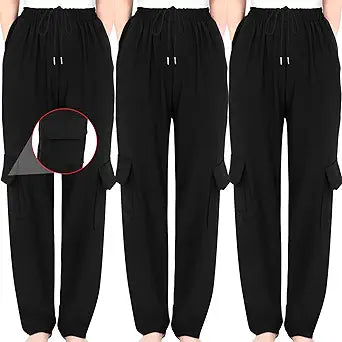 Men's Chef Pants Classic 7 Pocket Chef Cargo Pants Baggy Kitchen Pants with Wide Elastic Waist and Drawstring