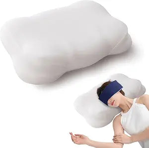 Cloud Pillow, Ergonomic Memory Foam Cervical Neck Support Pillow for Side, Back & Stomach Sleepers with Cooling Breathable Washable Cover, Dual Height Comfort, White