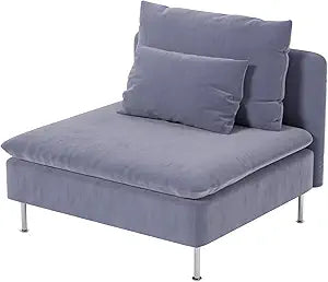 Durable Velvet Fabric Sofa Cover Compatible with IKEA SODERHAMN Couch Slipcover. Sofa Not Included! (Velvet Gray, 1 Seat Section)