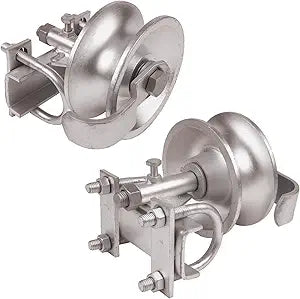 Sliding Gate Rollers,5" Rear Pipe Track Wheels for Chain Link Sliding Gates, Steel Rolling Gate Hardware for 2'' (1-7/8'') Gate Frame & 1-5/8'' Track Pipe,Double U - Pack of 2