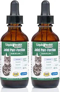 LIQUIDHEALTH Pets Liquid Cat Glucosamine Joint Purr-Fection - Hip & Joint Health Relief Support, Chondroitin Feline Droppers for Senior Older Adult Cats & Kittens - Made in the USA (2 Pack)