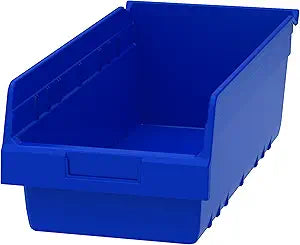 Akro-Mils 30088 ShelfMax Plastic Nesting Shelf Bin Box, 18 x 8 x 6 inches, Blue, Case of 8