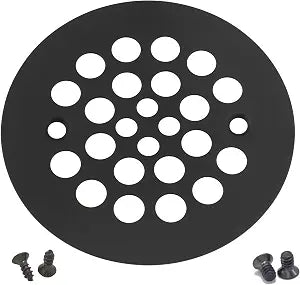 Artiwell 4-1/4 Shower Strainer Drain Trim Set, Screw-in Shower Strainer Drain Cover, Plastic-Oddities Style Replacement Strainer Grid,Machine & Self-Tapping Screws Included (MATT Black)
