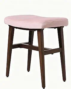 Pink Vanity Chair Stool,17.7inch Compact Makeup Chair with Velvet Saddle Cushion,High Rebound Sponge Seat, Easy Assembly Footstool for Bedroom, Entryway, Home, Metal Legs Ottoman