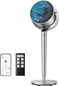 DREO Smart Fan for Bedroom, 110ft Pedestal Fan with DC Motor, 150┬░+120┬░ Omni-Directional Oscillation, Quiet Floor Fan with Smart Control, 9 Speeds, 6 Modes, 43'' Inches, 12H Timer, Wi-Fi/Voice/Alexa