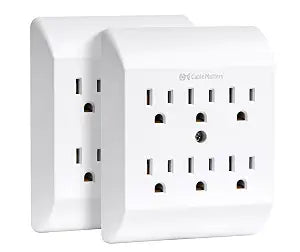 [ETL Listed] Cable Matters 2-Pack 15A 1875W 6 Outlet Extender Wall Tap