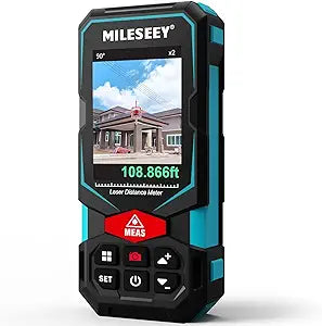 Laser Measure, MiLESEEY Laser Distance Meter, Rechargeable Multifunctional Laser Measurement Tool with Pointfinder Camera,P2P Technology, Perfect for Outdoor Long-Range Measuring