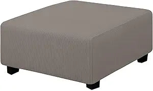 Easy-Going Stretch Square Ottoman Cover 40x40x15 inch Folding Storage Stool Furniture Protector Soft Rectangle slipcover with Elastic Bottom Taupe