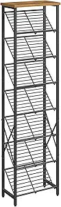 YATINEY 8-Tier Tall Shoes Rack, Slim Shoe Organizer for Entryway, Large-Capacity Thin Shoe Rack for Closet, Narrow Shoe Storage Shelf Holds 8-16 Pairs, Space Saving, Black and Rustic Brown SS18BR