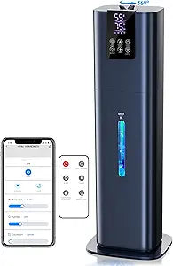 Hiswelle 8L Smart Humidifiers for Bedroom Large Room, 2.1Gal Cool Mist Top Fill Diffuser Ambient Light, App & Remote Control, 3 Mist Modes, Quiet Humidifier for Home Office Plant