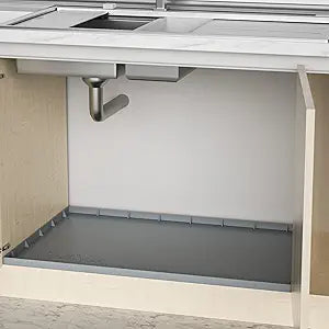 Under Sink Mat Waterproof for 36" Cabinet, Kitchen Rubber Mat, Holds Over 3.3 Gallons Liquid, Carbon Cabinets Leak Protector, Bathroom Sink Line Drip Tray, Gray 35x22.5 inch