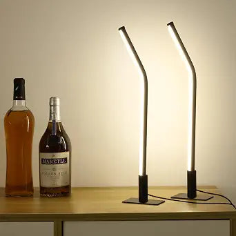 Slim Metal Table Lamp Bedside Lamp Set of 2, Modern 17.32"/44CM Thin Desk Lamp with Cable(USB 5V 2A),Minimalist Design,3 Colors, Dimmable,Nightstand Light,for Bedroom Living Room Home Offic
