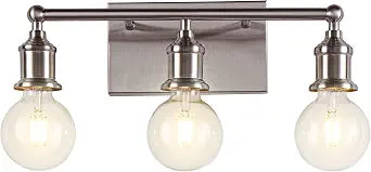 3-Light Vanity Light Fixture, Modern Brushed Nickel Wall Sconce Light Fixture, Industrial Bathroom Vanity Wall Lighting for Mirror, E26 Base Indoor Wall Lamps for Hallway(Bulb Not Included)
