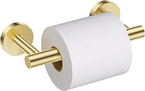 Brushed Gold Toilet Paper Holder Wall Mount, Double Base Large Toilet Paper Roll Holder Stainless Steel Bathroom Hardware Accessories, Commercial Toilet Paper Dispenser