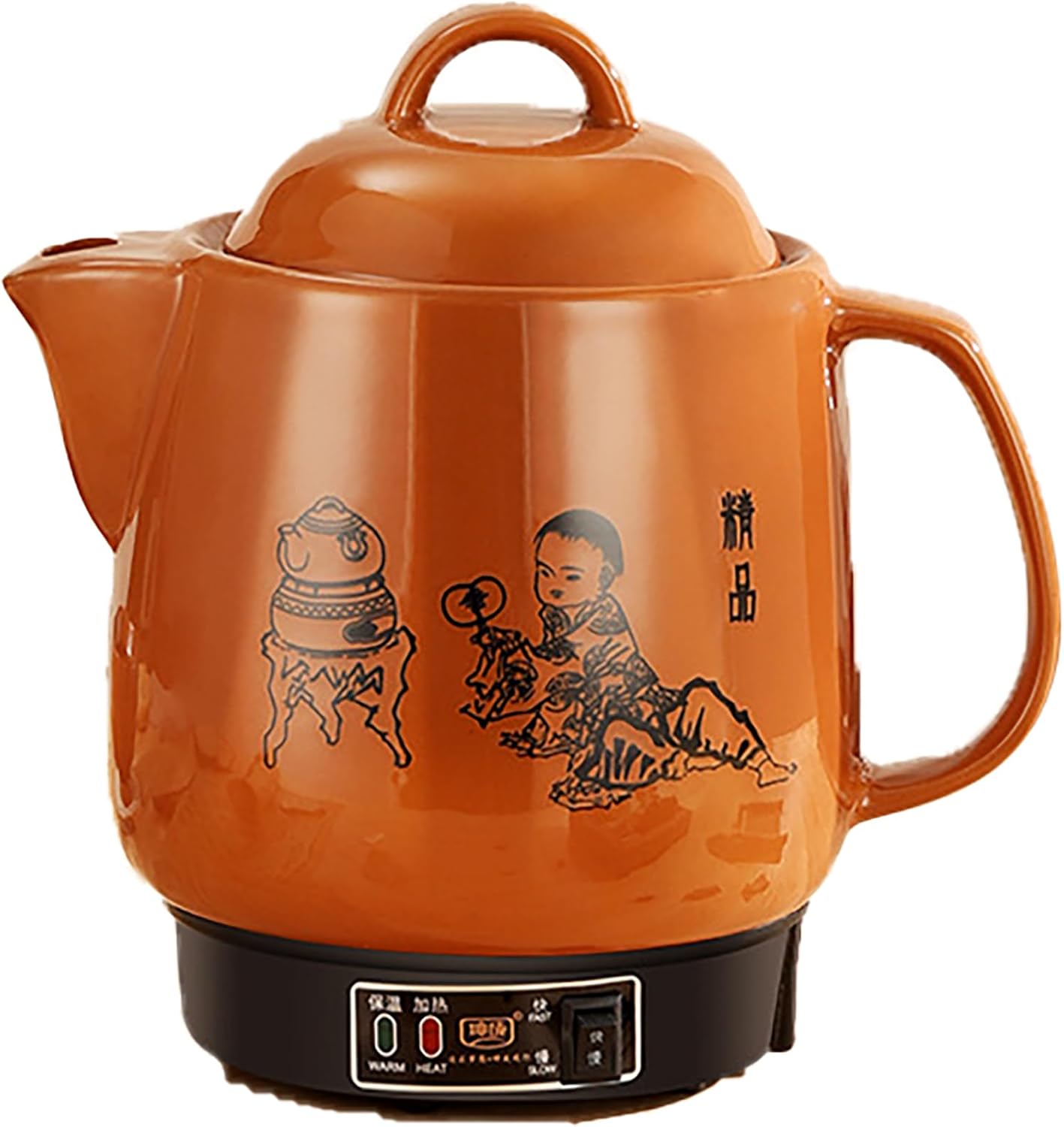 YUDNLIB 4L Electric Chinese Medicine Cooker, Automatic Herbal Decoction Pot with Heat Preservation & Auto Shut-Off, Ceramics Health Pot for Tea and Soup orange 3L