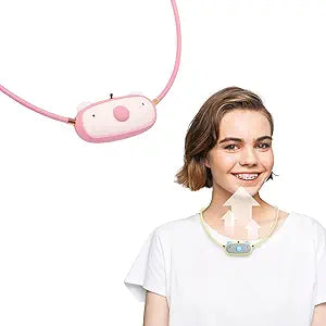 Wearable Ionic Air Purifier Necklace| Kids ages 3-10| Wildfire smoke| 99% removal rate verified by 3-party labs| USB rechargeable- 28hrs| Airvida C1∩╜Samll, portable| Neck size 15.75 in.-Piggy Pink