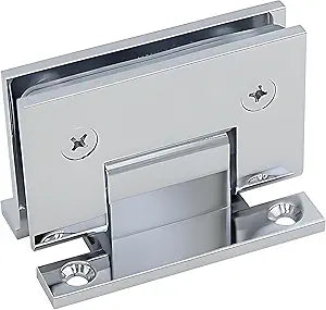 Brass Glass Door Hinge, 90 Degree Shower Door Hinges, Heavy-Duty Shower Door Replacement Kit for 5/16"-1/2"(8-12mm) Frameless Glass Doors, Chrome