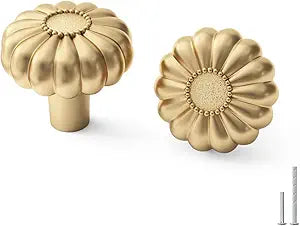 goldenwarm 18 Pack Gold Dresser Knobs for Drawer Knob for Cabinet Pulls Hardware Handle Brushed Brass Vintage Luxury Pull