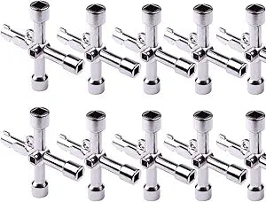 ATOPLEE 10pcs Electrical Cabinet Key, Surface Polished Antirust 4 Way Utilities Key,Triangle/Square/Panel Cross Key for Faucet,Gas Meter,Valve,Spigots,Electrical Cabinet Opening