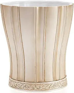 Creative Scents Victoria Bathroom Trash Can 1.32 Gal / 5L - Decorative Bathroom Wastebasket - Durable Beige Waste Bin - Waste Basket for Bathroom, Bedroom, Powder Room or Living Room Decor