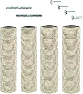 SHENGOCASE 4-Pack Cat Tree Replacement Post 13.8" L, 3.15"  Pole with M10 Bolt, Cat Tower Relacement Post, DIY Cat Scratching Post Replacement Part Pole