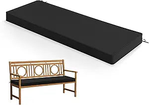 Summsun Outdoor Bench Cushion: Waterproof and Fade Resistant Patio Furniture Cushions - Non-Slip Bench Pad Cushion with Removable Cover for Garden Swing Porch Sofa Settee, 48 x 18 x 3 Inch, Black