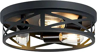 SKEJAO Flush Mount Ceiling Light Fixture,3-Light Ceiling Light Fixture,Black Hallway Light Fixtures Ceiling,Light Fixtures Ceiling Mount for Kitchen,Farmhouse,Hall,Bedroom,Bathroom (1 Pack)