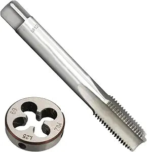 M12 x 1.25 Metric Thread Tap and Die Set, M12 x 1.25mm High-Speed Steel Machine Tap and Die Set, Right Hand Thread Tap and Round Thread Die