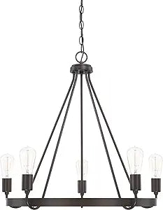 HomePlace Lighting 420061BZ Tanner Urban/Industrial Round Chandelier, 5-Light 500 Total Watts, 25" H x 27" W, Bronze