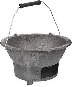 DOITOOL Cast Iron Charcoal Hibachi Grill, Portable Picnic Charcoal Stove for Outdoor Camping Barbecue Cooking, Small Round Burning Brazier Coal Stove for Cooking (Top Diameter: 8.26inches)