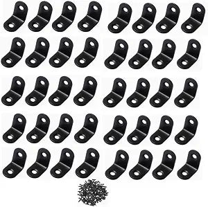 40-Piece Set of Stainless Steel L-Shaped Right-Angle Support Brackets (0.8x0.8inx0.6in), 80 Screws; Heavy-Duty Corner Braces for Shelves, Wooden Furniture, Cabinets, and Chairs