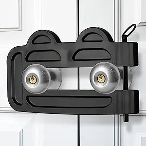 Double Door Locks for French Doors Adjustable Childproof French Door Security, Prevent Kick Ins, 3-Position Pin Slot Safety Unibody Design Reinforcement Lock Prevent Home Unauthorized Entry(Black)