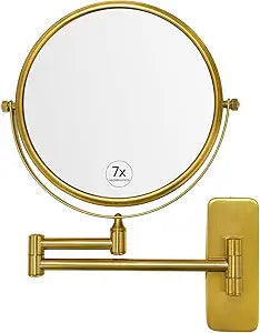 GURUN 8" Wall Mounted Makeup Mirror with 7X Magnification,Two-Sided Swivel Bathroom Mirror,Brushed Gold Finish M1406GJ(8",7X), Gifts for Mom, Mothers Day, Women