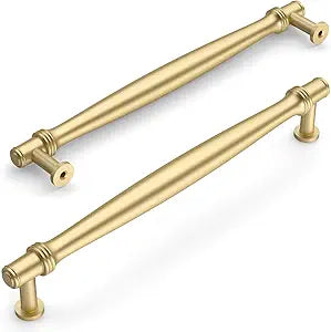Amerdeco 10 Pack Brushed Gold Cabinet Pulls 10 Inch(254MM) Hole Centers Kitchen Cabinet Handle Hardware Kitchen Handles for Cabinets Cupboard Handles Drawer Pulls ZH0080