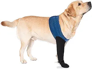 COODEO Dog Socks to Prevent Licking Paws, Healing Boots & Paw Protectors with Non-Slip Bottoms for Wound Protection, Waterproof Sleeve Shoes for LickingBlue3XL_Left