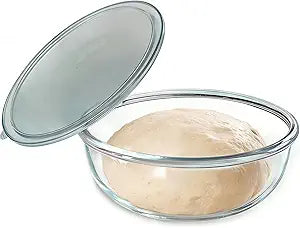 6.3 Quart Large Glass Bowl for Bread Making-Glass Mixing Bowl for Sourdough Bread with Lid, Clear Breads Proofing Bowl with Covers, Ideal for Kitchen, Storage