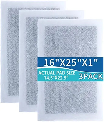 16 x 25 Air Filter Pads Fit for dynamic furnace Air Cleaner 16x25x1 Γ 3 Pack, 6-Layer Fiberglass with Activated Carbon Core, Improves HVAC Purification, Captures Dust & Submicron Particles