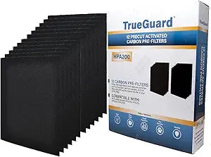 TRUEGUARD Air Purifier Replacement Pre-Filters for HPA200 Series | 12 Pack of Pre-Cut Activated Carbon Prefilters | Precision Fit for Honeywell Models HPA200, HPA202, HPA204, HPA250B & More.