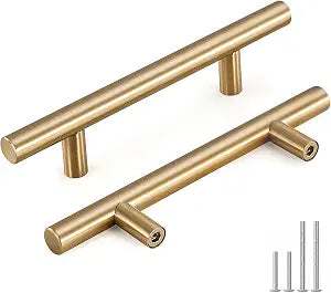 Goldenwarm 25 Pack 3 Inch Champagne Bronze Cabinet Pulls, T-Bar Handles