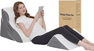 Wedge Pillow Set for After Surgery  4PCS Orthopedic Bed Wedge Pillows for Sleeping  Adjustable Memory Foam Triangle Support for Back Pain Relief, Acid Reflux & Recovery (Grey)