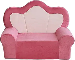 Snuggly Toddler Chair, Soft Kids Sofa with Back, Cozy Kids Chairs Comfy for Toddlers 1-3, Plush Child Seat with Carry Handle, Kids Furniture Gift for Girls Pink Crown