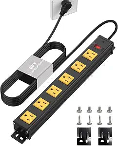 Long Power Strip, 6 Outlet Strip, Widely Spaced, 6FT 14AWG Cord